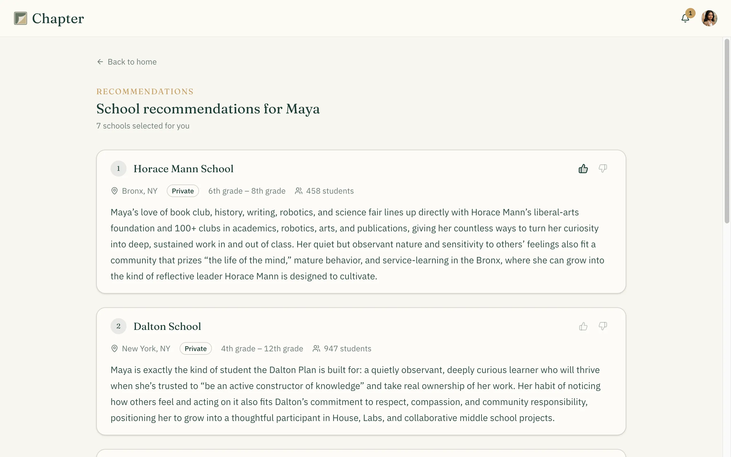 School Recommendations